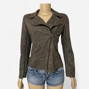 Philosophy Moto Jacket Size S Green Snake Pattern Faux-Leather